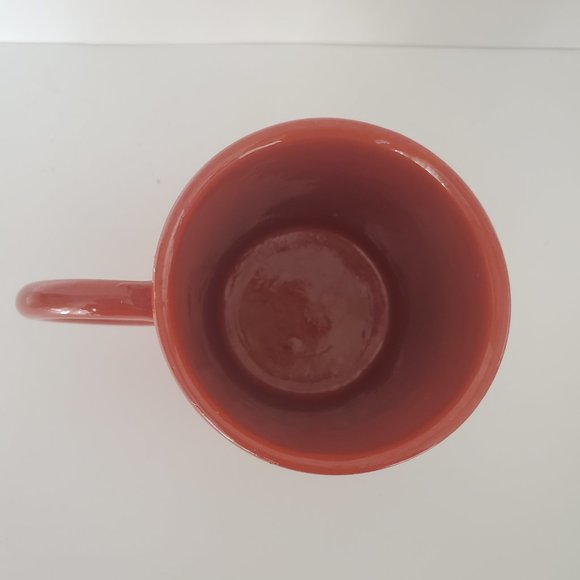 Vintage Terra Cotta Pottery Coffee Tea Mug Hand Painted Floral Leaf Motif Boho - Picture 4 of 5